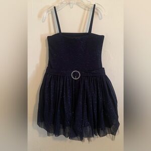 Sparkly Navy Blue Dress with Rhinestone Accent